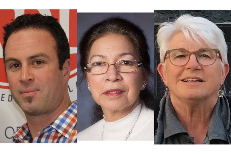 The winners of the masters athlete, administrator and official of the year winners, respectively, will go to, from left, Cory Jay, Farida Chishti and Brenda Millar.